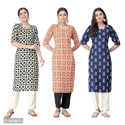 New Crepe Combo Printed Kurtis For Women Pack Of 3