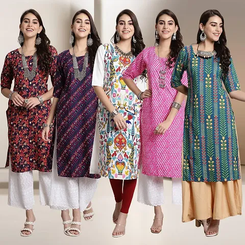 Fancy Crepe Kurtis For Women Pack Of 5