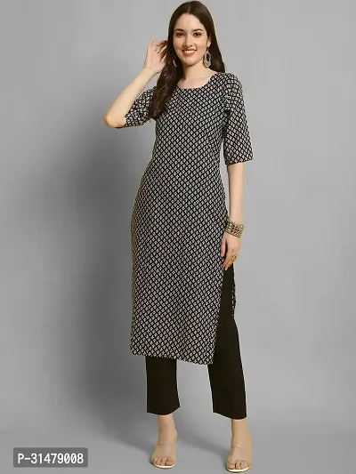 Stylish Crepe Printed Straight Kurta With Pant Set For Women-thumb2