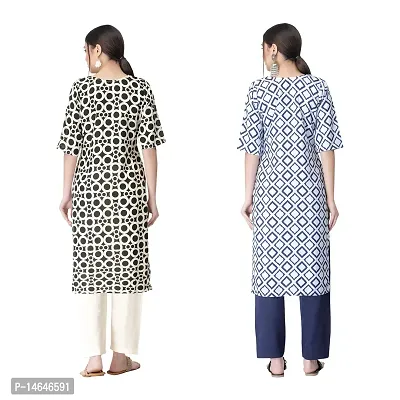 Attarctive Crepe Printed Straight Kurti Combo For Women Pack Of 2-thumb2