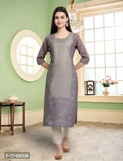 Stylish Grey Crepe Stitched Kurta For Women