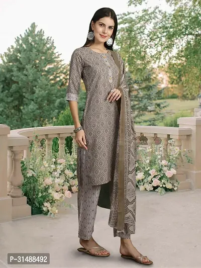 Fancy Cotton Blend Kurta Bottom And Dupatta Set For Women-thumb4