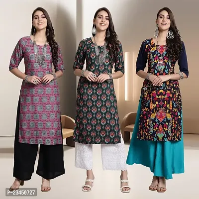 Fancy Rayon Kurtis For Women Pack Of 3-thumb0