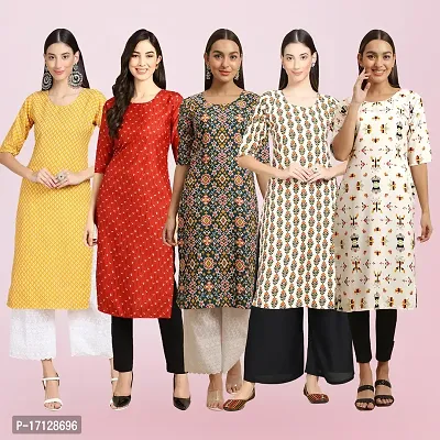 Women Stylish Crepe Printed Straight Kurta-thumb0