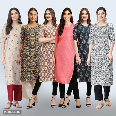 Women Stylish Crepe Printed Straight Kurta Combo-thumb0