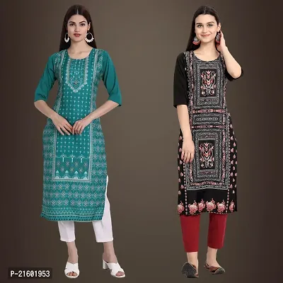 Best Trendy Crepe Printed Kurti For Women Combo Of 2-thumb0