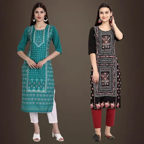 Best Trendy Crepe Printed Kurti - Combo Of 2