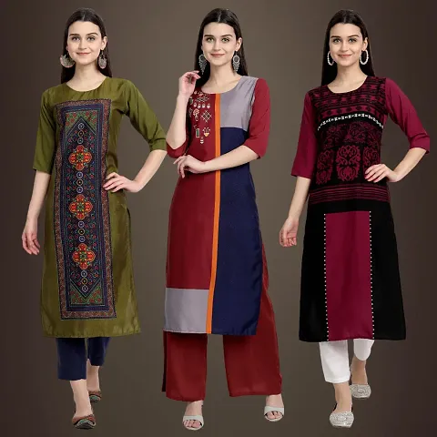 Stylish Fancy Crepe Kurtis Pack Of 3