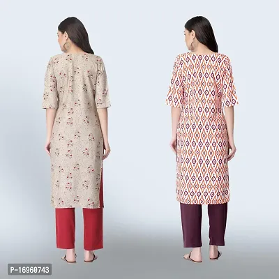 Women Stylish Crepe Ethnic Motif Casual Straight Kurta-thumb2