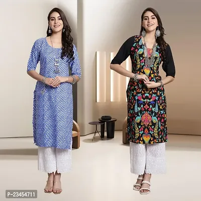 Fancy Rayon Kurtis For Women Pack Of 2-thumb0