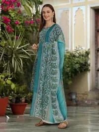 Stylish Cotton Blend Printed Kurta With Pant And Dupatta Set For Women-thumb3