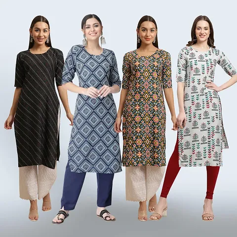 Trendy Crepe Kurta For Women- Combo Of 4