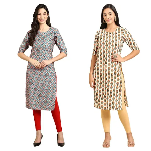 Pack Of 2- Printed Crepe Kurtas