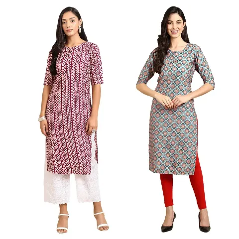 Stylish Crepe Straight Kurta For Women- Pack Of 2