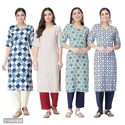 New Crepe Combo Printed Kurtis For Women Pack Of 4