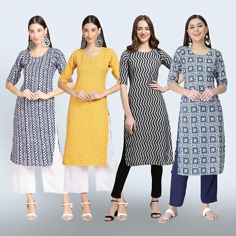 Pack Of 4 Crepe Printed Kurtis