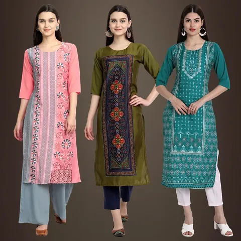 Fancy Crepe Kurtis for Women Pack Of 3