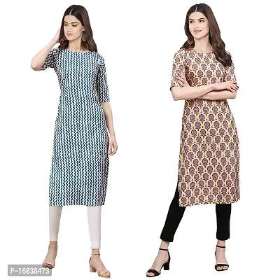 Stylish Digital Printed Women Crepe Kurta- Pack of 2-thumb0