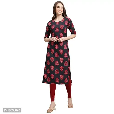 Stylish Black Crepe Floral Print Straight Kurta For Women-thumb0