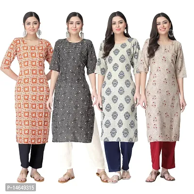 New Crepe Combo Printed Kurtis For Women Pack Of 4