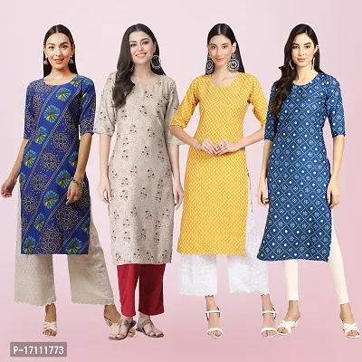 Women Stylish Crepe Printed Straight Kurta