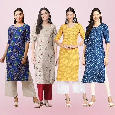 Women Stylish Crepe Straight Kurta