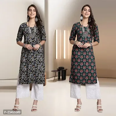 Fancy Rayon Kurtis For Women Pack Of 2-thumb0