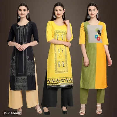 Fancy Crepe Kurtis for Women Pack Of 3-thumb0