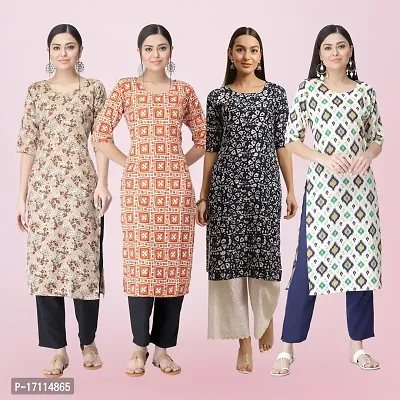 Women Stylish Crepe Printed Straight Kurta