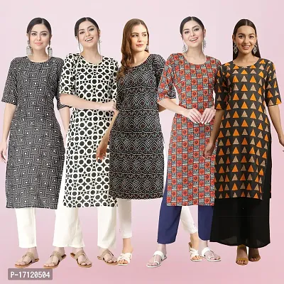 Women Stylish Crepe Printed Straight Kurta-thumb0