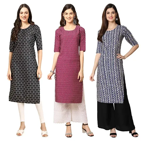 Fancy Combo of 3 Crepe Kurti