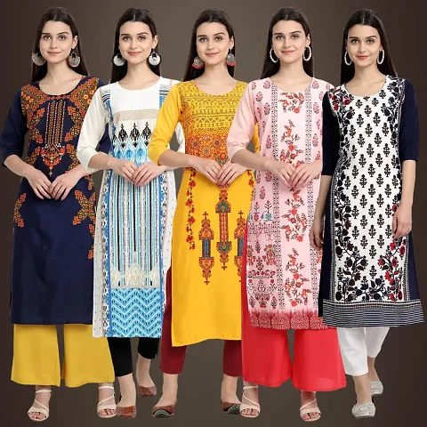 Fancy Crepe Kurtis For Women Pack Of 5