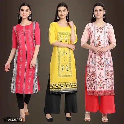 Fancy Crepe Kurtis for Women Pack Of 3-thumb0