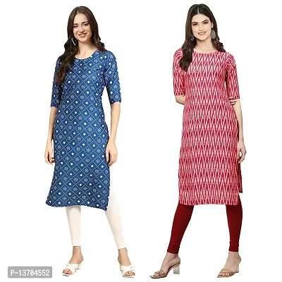 Stylish Crepe Digital Printed Kurta For Women- Pack Of 2-thumb0