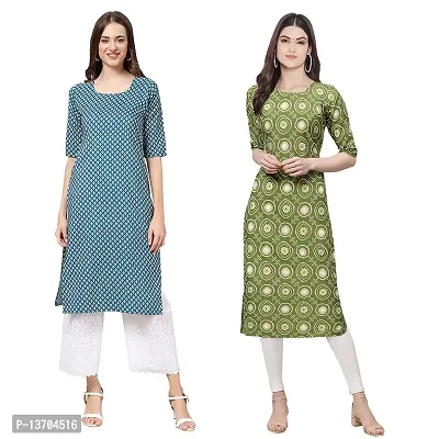 Stylish Crepe Digital Printed Kurta For Women- Pack Of 2