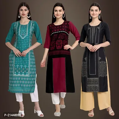 Fancy Crepe Kurtis for Women Pack Of 3-thumb0