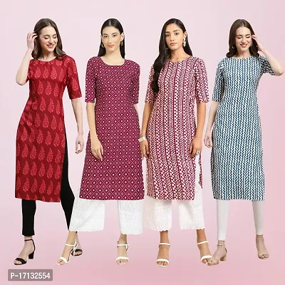 Women Stylish Crepe Printed Straight Kurta