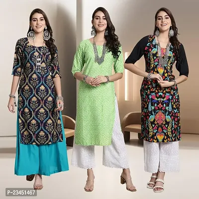 Fancy Rayon Kurtis For Women Pack Of 3-thumb0