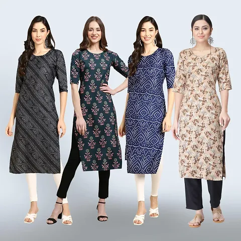 Women Stylish Crepe Straight Kurta