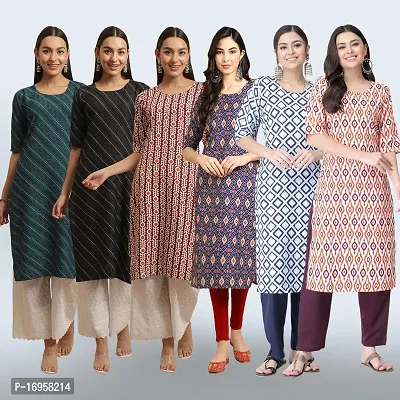 Women Stylish Crepe Printed Straight Kurta Combo