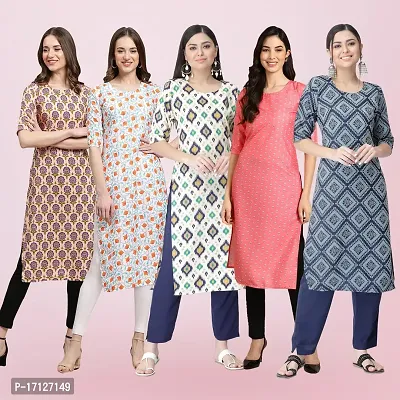 Women Stylish Crepe Printed Straight Kurta