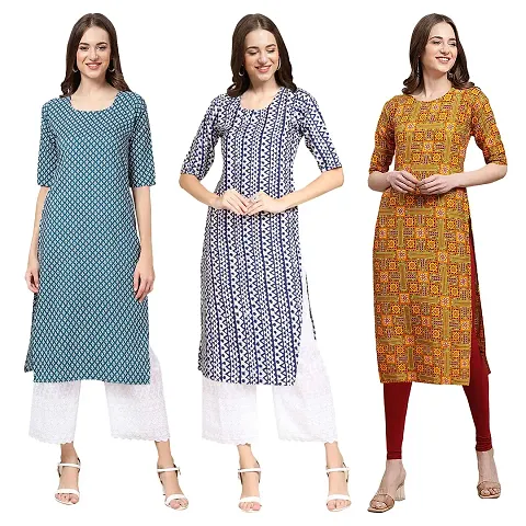 Trendy Crepe Printed Kurti - Pack of 3