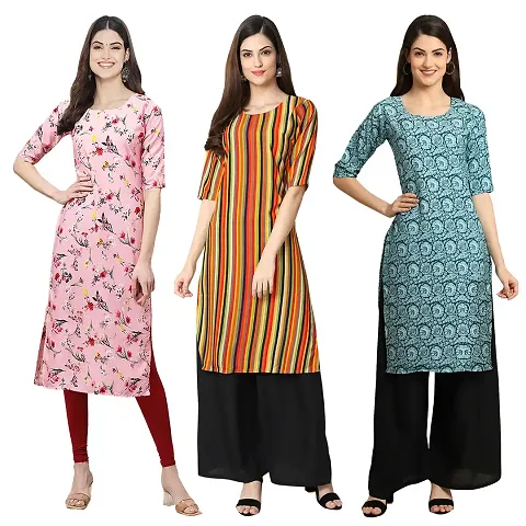 Stylish Crepe Printed Kurti - Pack of 3