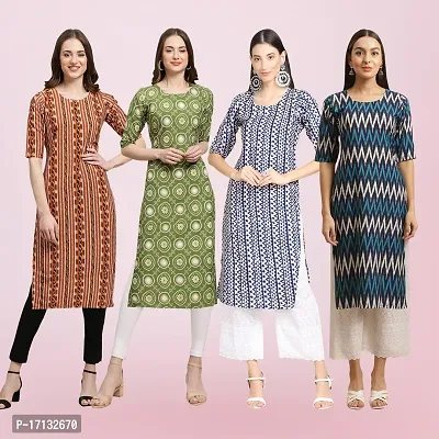 Women Stylish Crepe Printed Straight Kurta