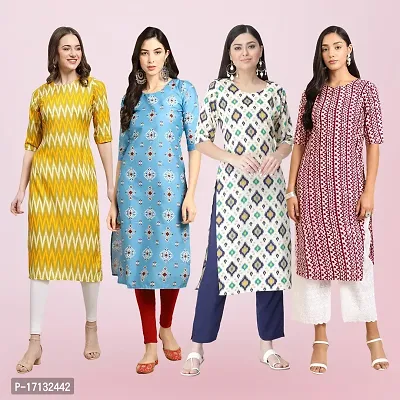 Women Stylish Crepe Printed Straight Kurta