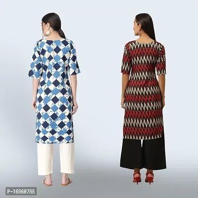 Women Stylish Crepe Ethnic Motif Casual Straight Kurta-thumb2