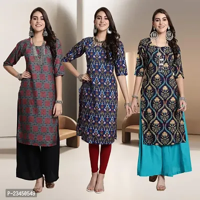 Fancy Rayon Kurtis For Women Pack Of 3-thumb0