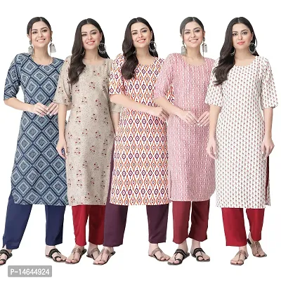 New Crepe Printed Kurtis Combo For Women Pack Of 5