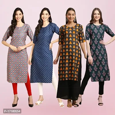 Women Stylish Crepe Printed Straight Kurta