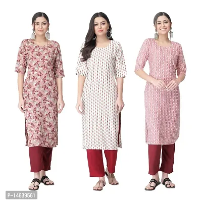 New Crepe Combo Printed Kurtis For Women Pack Of 3